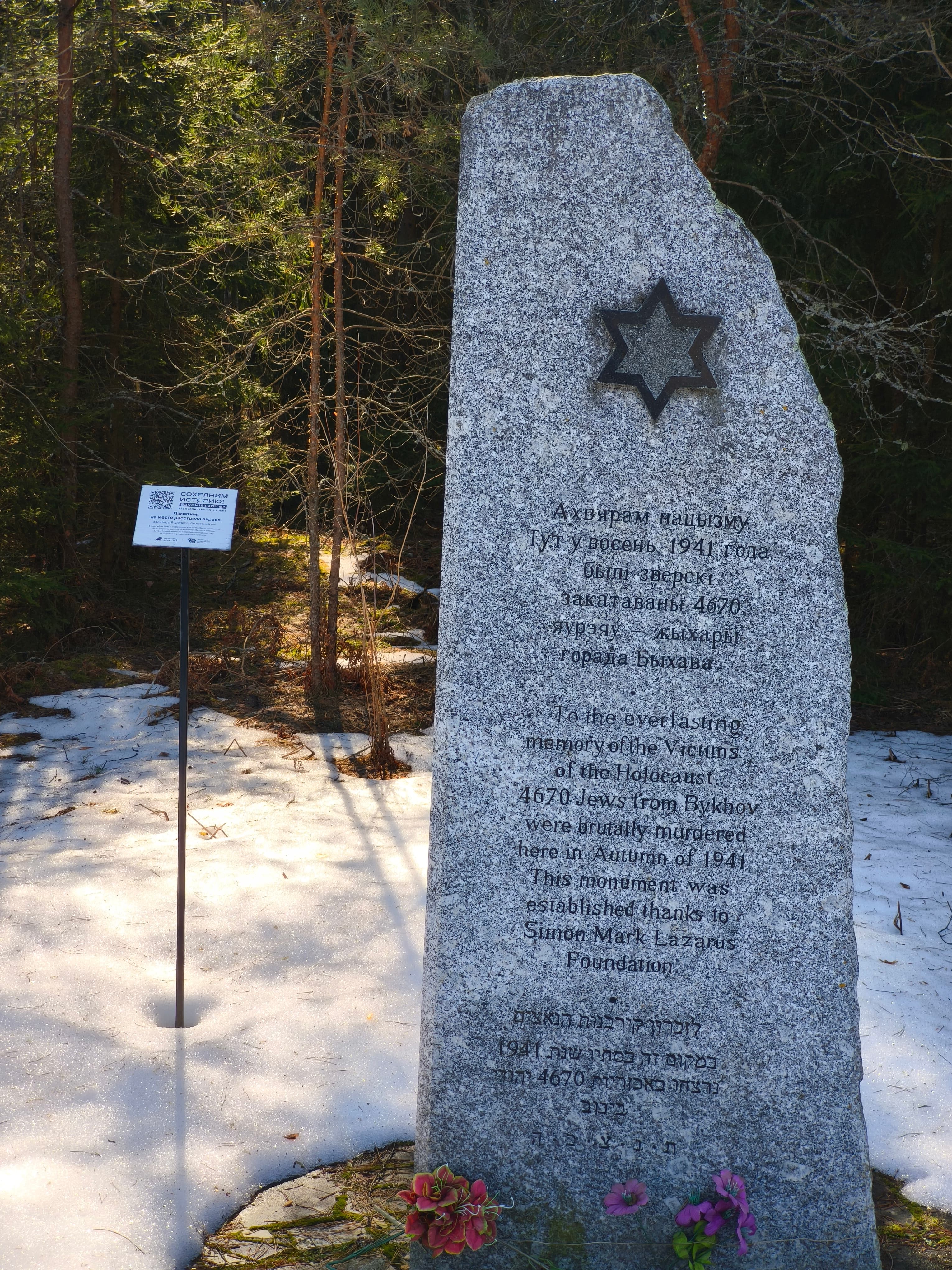 Вароніна. Помнік на месцы расстрэлу габрэяў.