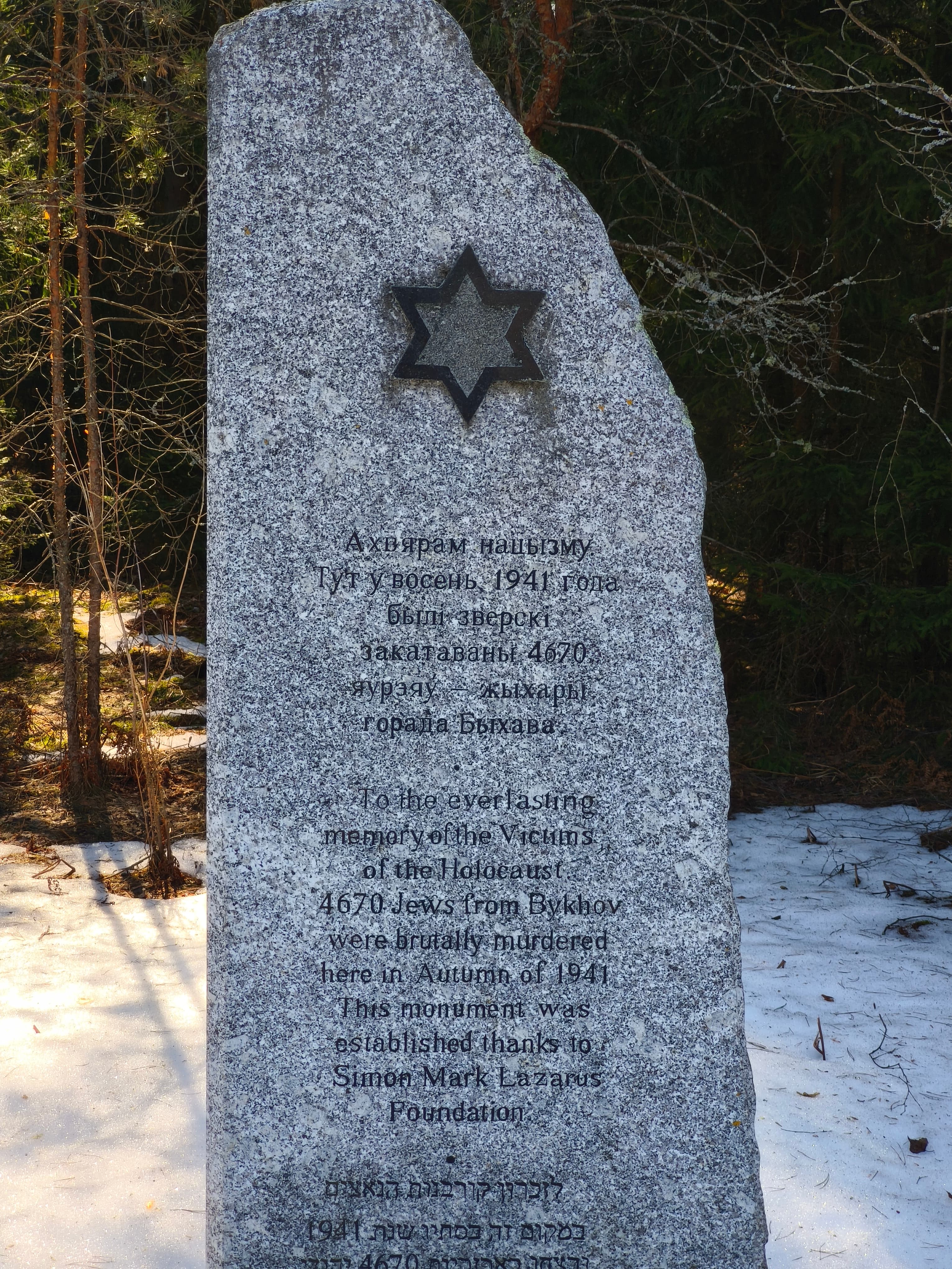 Вароніна. Помнік на месцы расстрэлу габрэяў.