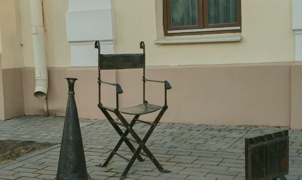 Grodno. The art object "The stroller from White Dew movie".